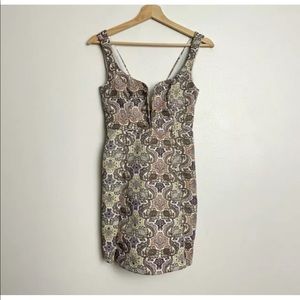 For Love and Lemons Ivory Floral Brocade Tapestry Lined Mini Dress